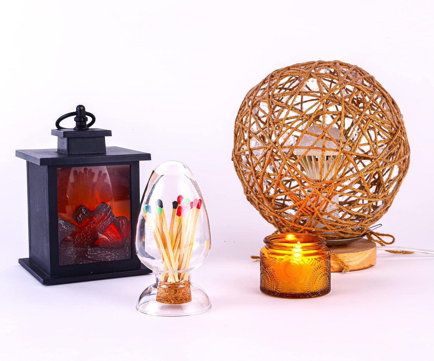 100Pcs 2.5'' Rainbow Matches in a Jar with Striker, Glass Match Holder with Striker, Glass Match Cloche with Striker, Match Striker Jar with Safety Matches, Includes 3 Free Striker Strips