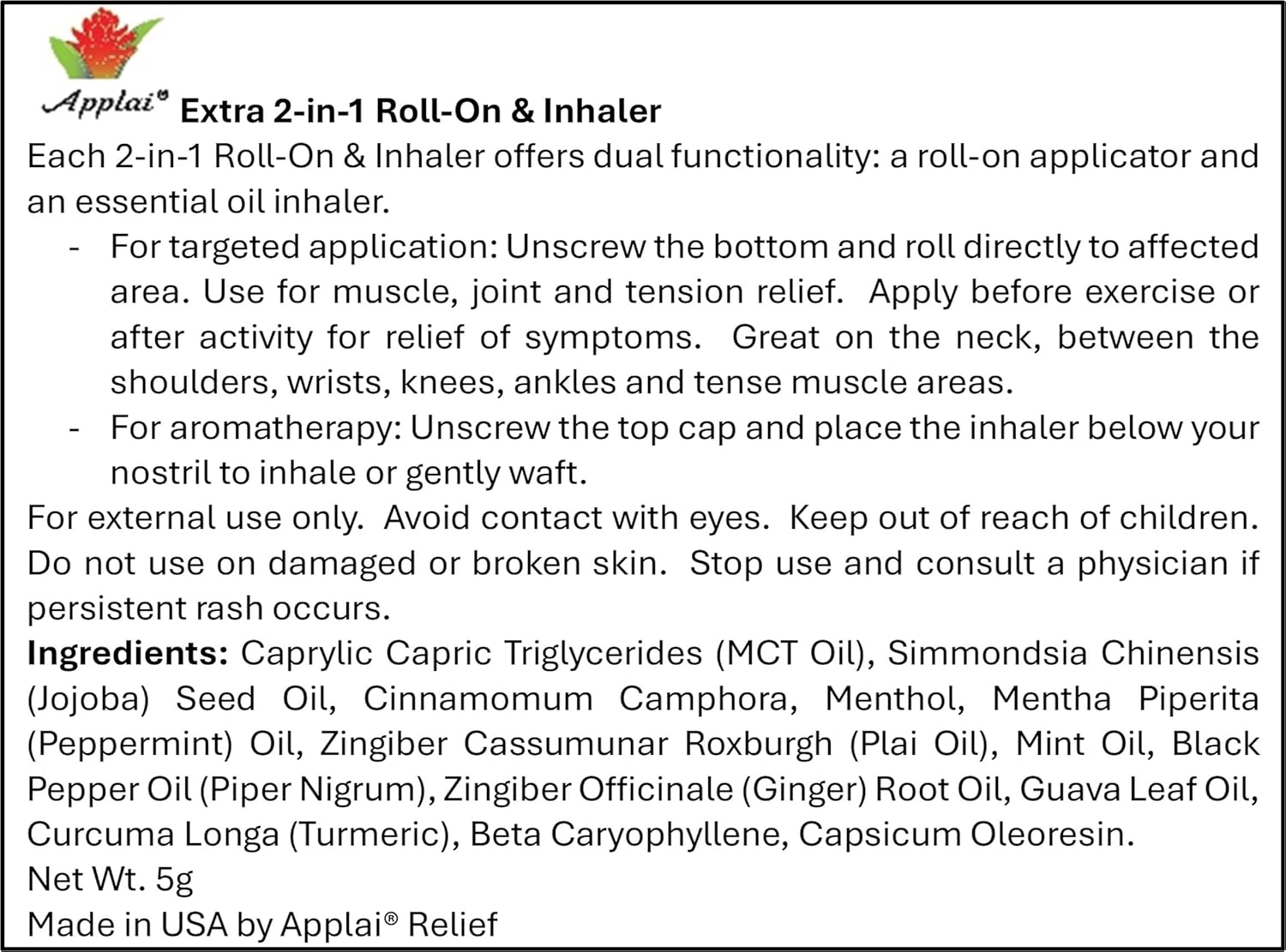 Extra - Muscle Roller Stick - 2 in 1 Essential Oil Roll On & Aromatherapy Inhaler - Plai Oil Capsaicin Mint Massage Oil - Warming - Muscle Roller - Space Grey, 2g