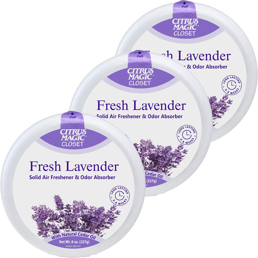 Citrus Magic Closet Solid Air Freshener, Fresh Lavender, 8 Ounce, Pack of 3