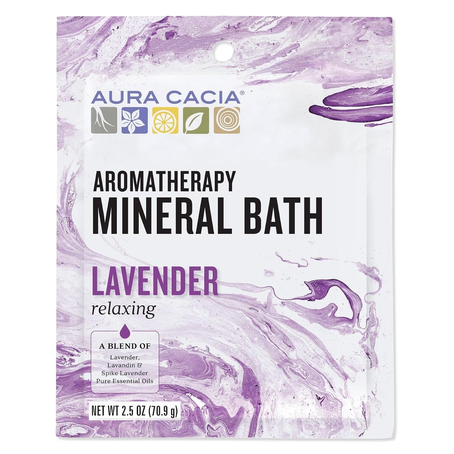 Aura Cacia Aromatherapy Mineral Bath, Relaxing Lavender, 2.5 ounce packet (Pack of 3)
