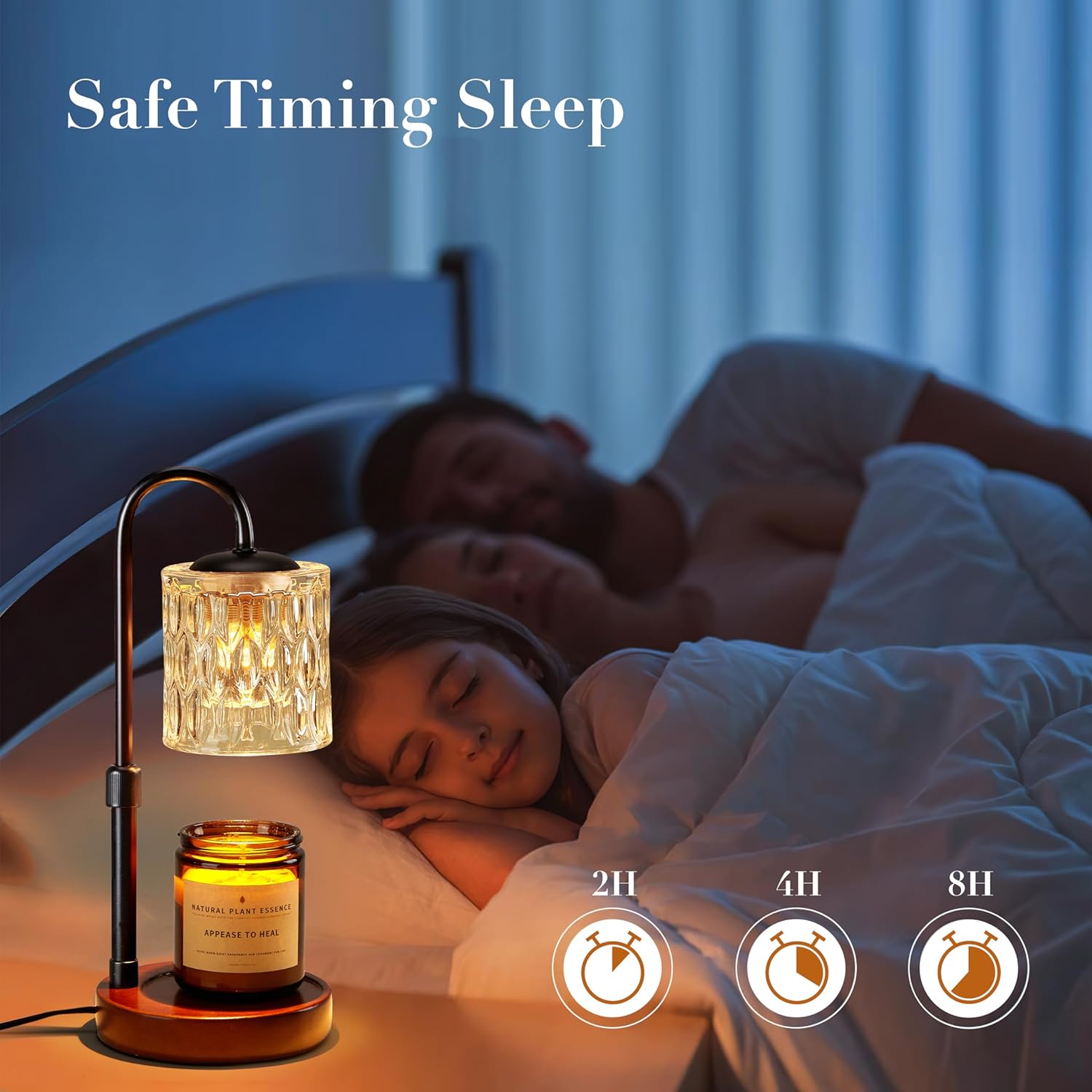 Briever Dimmable Candle Warmer Lamp with Timer, Height Adjustable Electric Candle Wax Warmer, Christmas Birthday Gifts for Women Mom, House Warming Gifts New Home Room Decor, Walnut Solid Wood Base