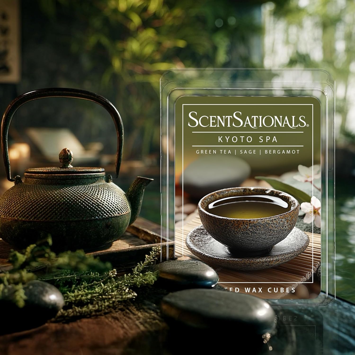 Scentsationals Kyoto Spa Scented Wax Melts - Green Tea, Bergamot, & Sage, 10oz (24 Cubes)