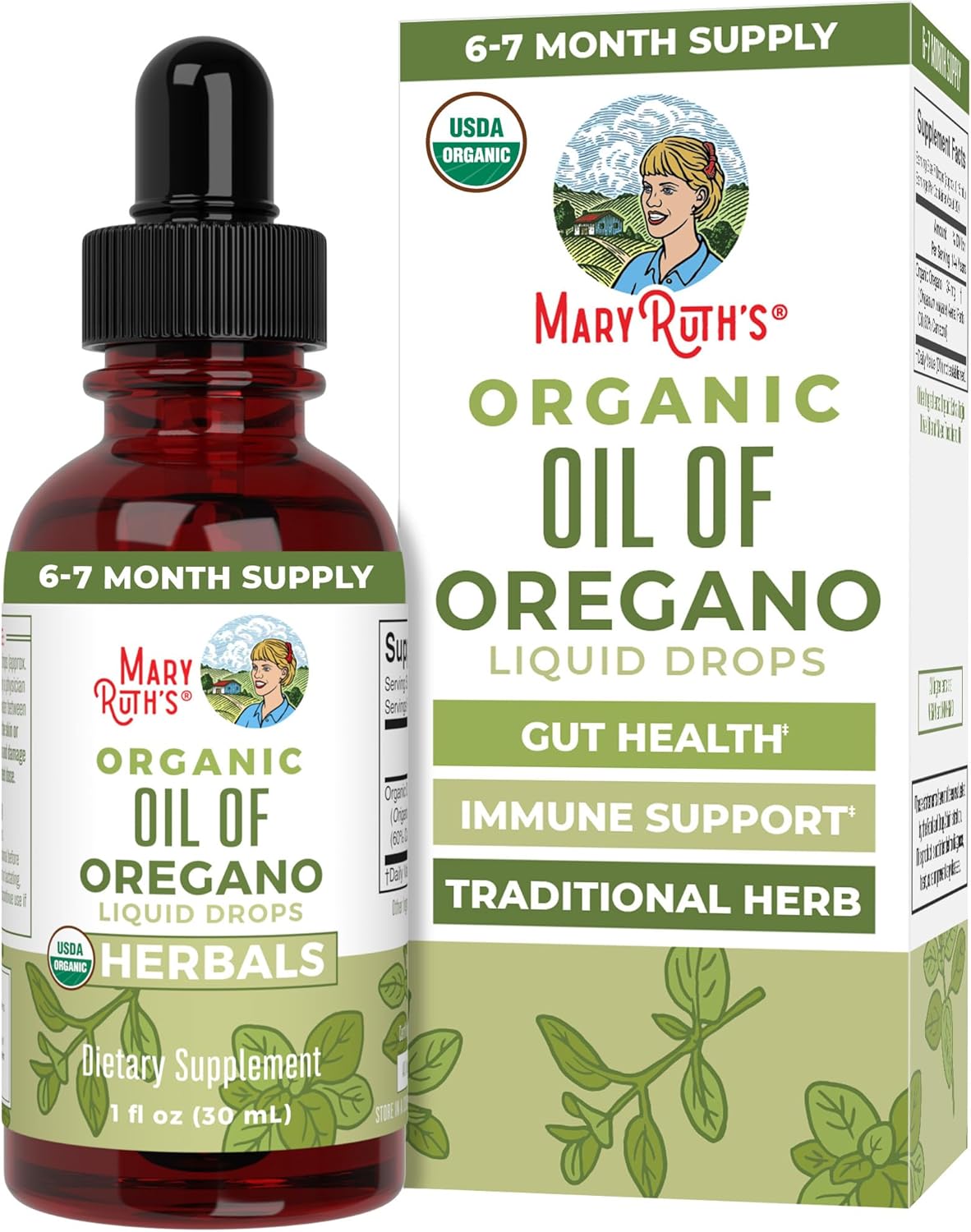 MaryRuth Organics Oregano Oil Drops | 6 Month Supply | USDA Organic Oil of Oregano Liquid | Herbal Blend for Immune Support | Digestive Health | Overall Health | Vegan | Sugar Free | Non-GMO | 1 Fl Oz