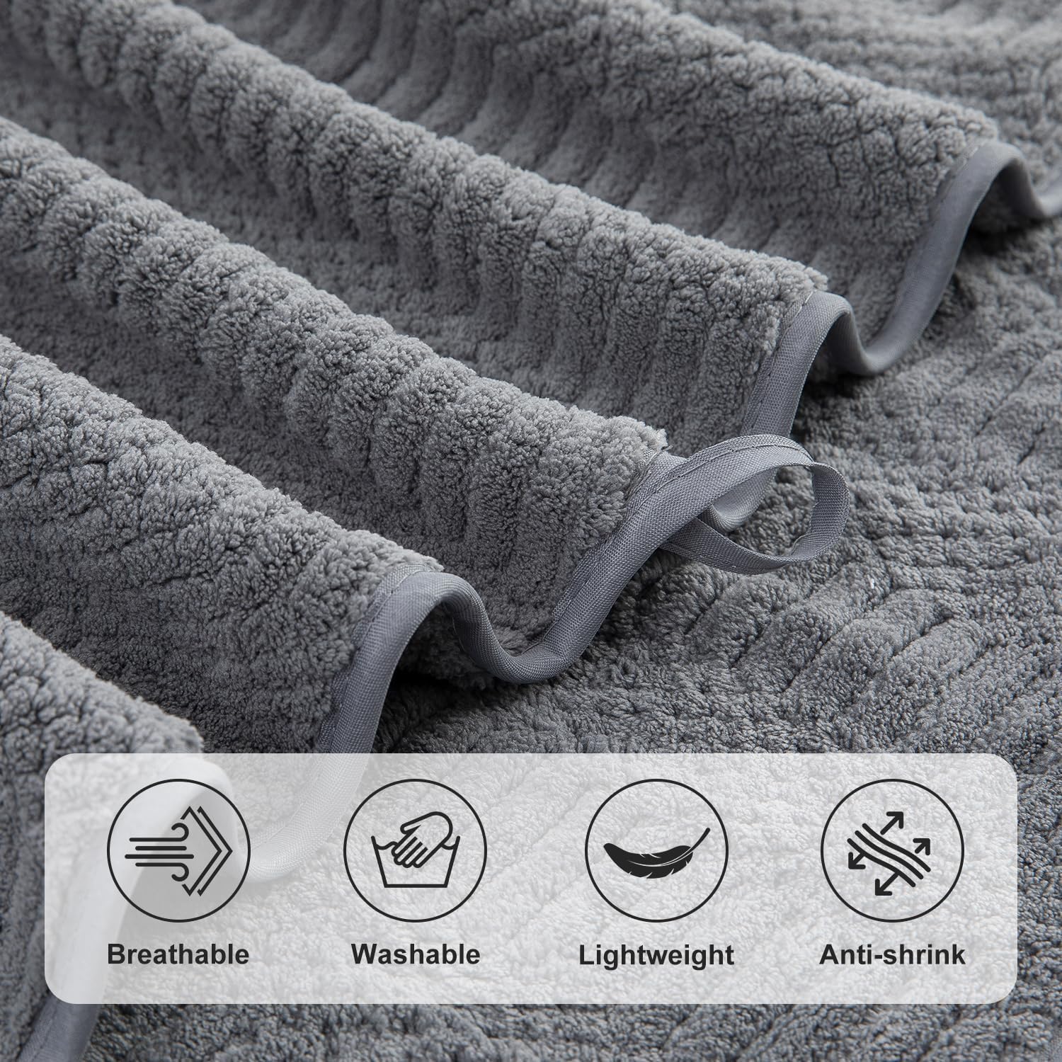 8 Piece Bath Towel Set-2 Oversized Bath Sheets(35"x70"),2 Hand Towels,4 Washcloths-Extra Large Microfiber Towel Sets,Less Lint Highly Absorbent & Quick Dry Bath Towels for Bathroom Gym Pool, Grey