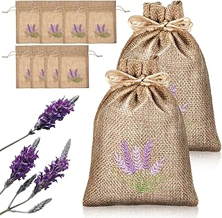 iplusmile 10 Pcs Empty Lavender Sachet Bags with Drawstring, 4x5.5 Embroidered Burlap Cloth Pouches for Dried Flowers Potpourri Bath Salts, Small Closet Drawer Fragrance Bag