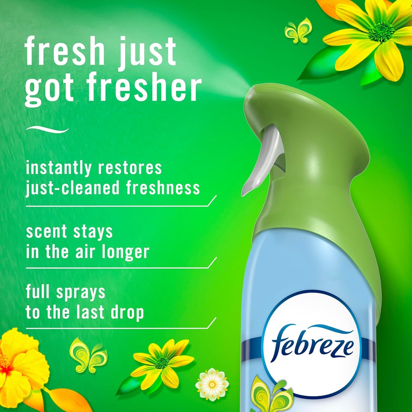 Febreze Air Mist, Air Freshener Spray, Odor Fighting Room Spray, Deodorizer for Home Bathroom Kitchen Office Apartment Dorm Room Classroom, Gain Original Scent, 8.1oz, (Pack of 2)