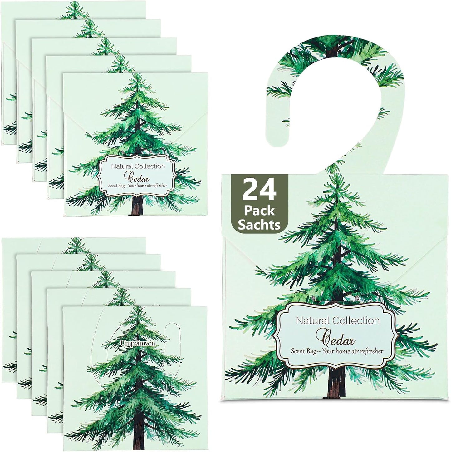 24 Packs Cedar Sachets for Drawers and Closets, Drawer Deodorizers Closet Freshener Scented Sachets with 10 Hanging Bags Home Fragrance, Long Lasting