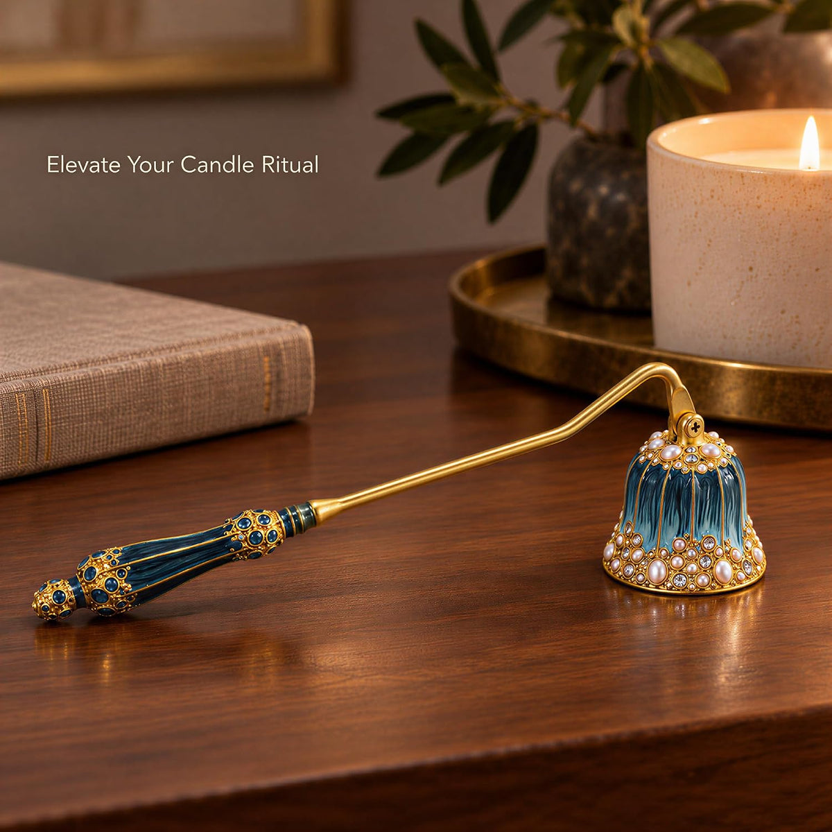 Kingrol Vintage Candle Snuffer, Decorative Candle Extinguisher, Blue Enamel
