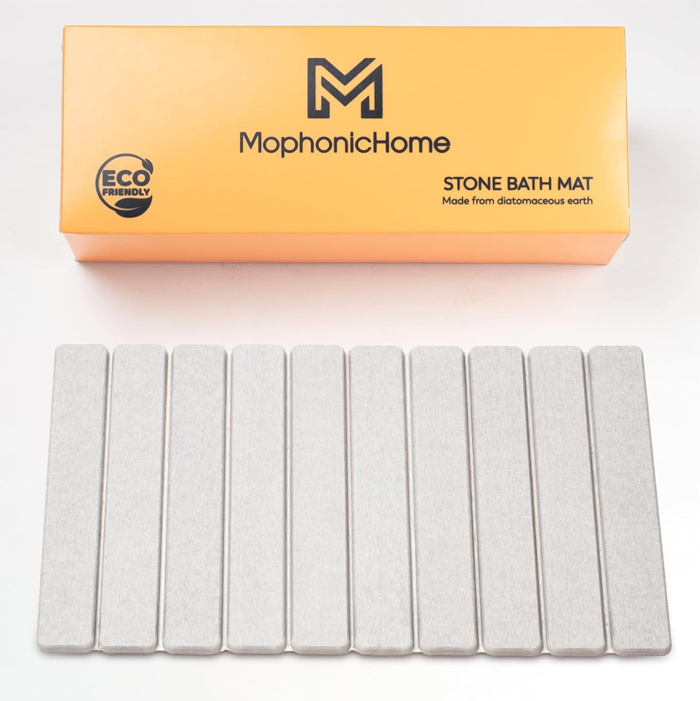 MophonicHome Foldable Stone Bath Mat - Diatomaceous Earth Shower Mat, Non-Slip Quick-Dry Stone Bath Mats for Bathroom Floor, Super Absorbent, Compact Design, Easy to Clean, Light Grey (23.5 x 15)