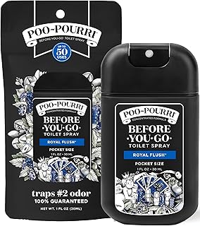 Poo-Pourri Before-You-Go Pocket Toilet Spray, Travel Essentials, Royal Flush, 1 Fl Oz, Up to 50 Uses, On-The-Go Bathroom Odor Deodorizer with Essential Oils, TSA Approved Size, Eucalyptus & Spearmint