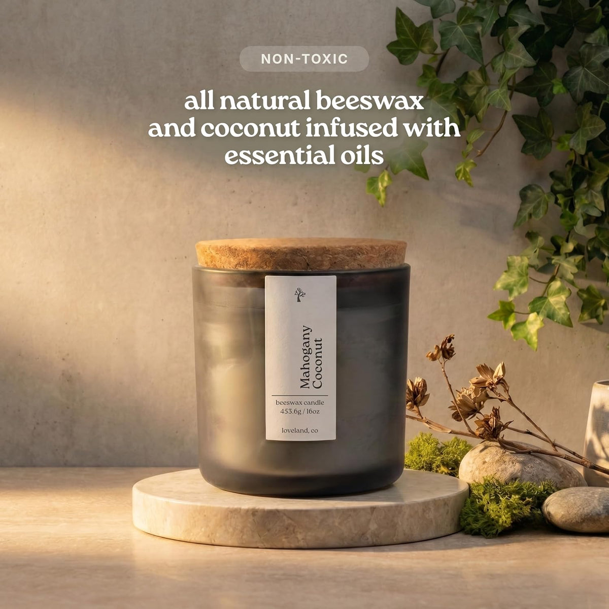 Aspen & Oak Non Toxic Beeswax Candle 16oz - Mahogany Coconut