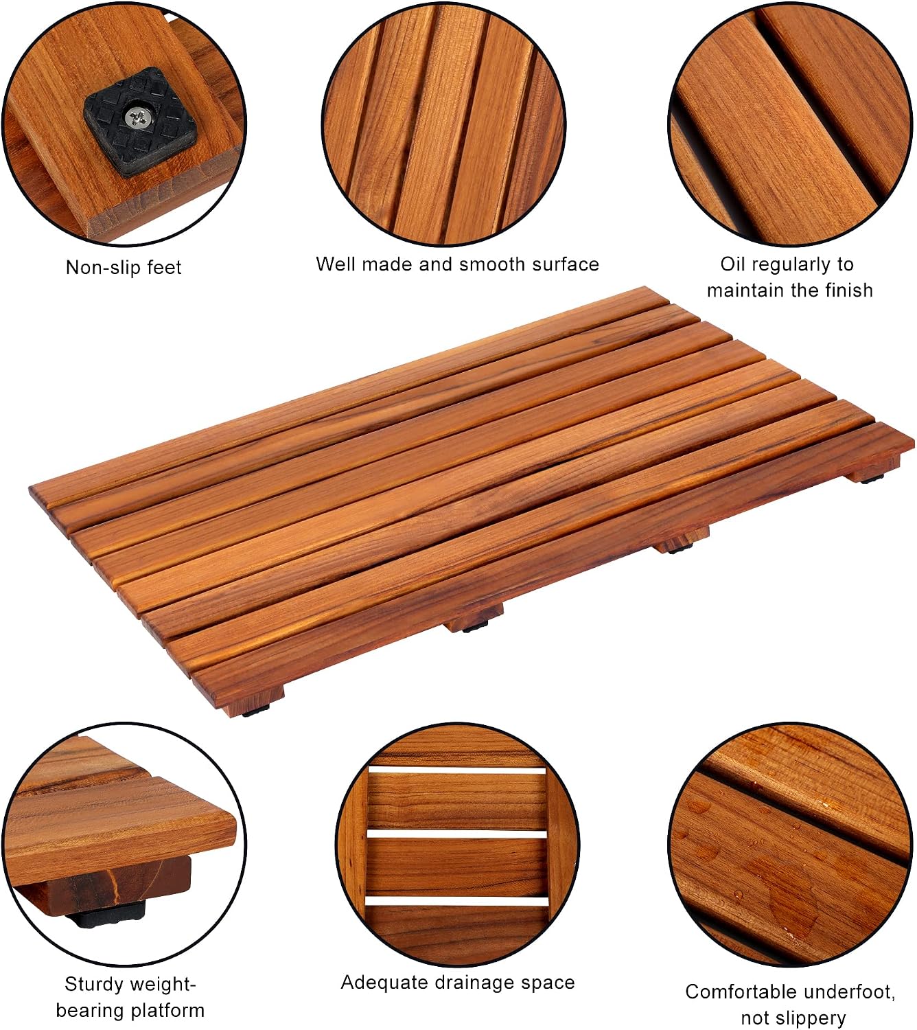 Teak Bathtub Tray and Teak Shower Mat L Bundle