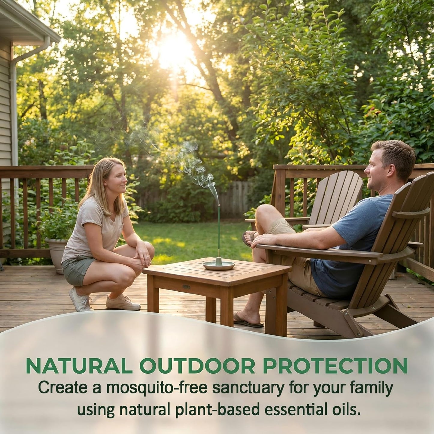 NomoBuzz Mosquito Repellent Incense Sticks 120 Count - DEET-Free Plant-Based with Citronella & Rosemary, 60 Mins Long-Lasting Protection for Patio, Backyard, Camping, Picnic