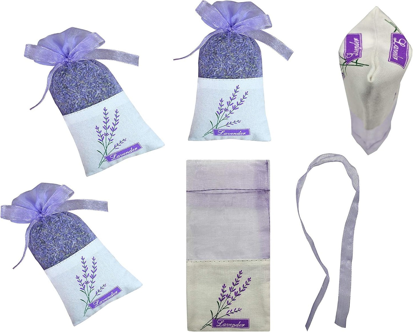 Sanrich 50PCS Lavender Sachet Bags Empty Purple Gauze Ribbons Cotton-Ramie Sacks (Light Purple)