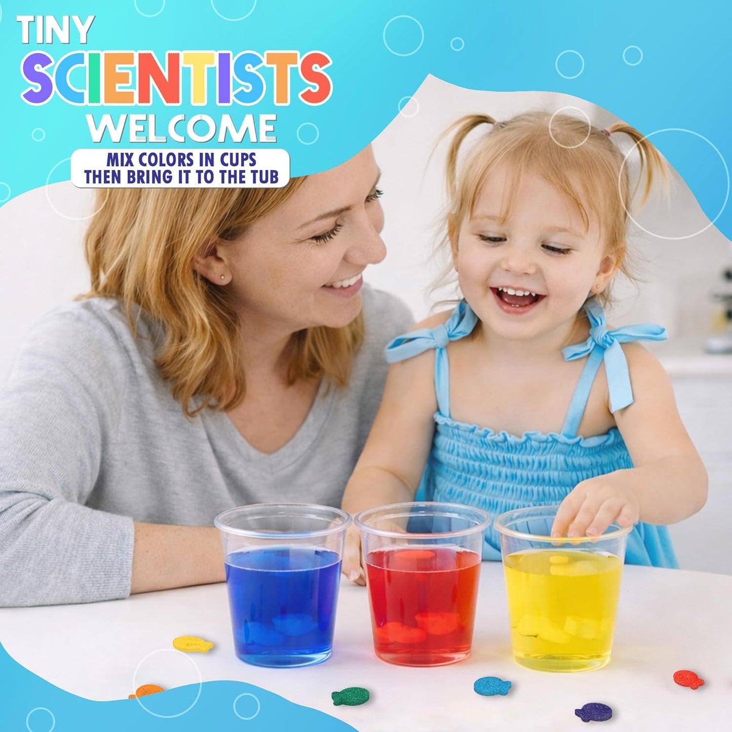 SplashEZ STEM Bath Color Tablets for Kids 150 Count - Fizzy Bath Bombs for Kids and Toddlers, Non Toxic, Fragrance Free, No Tub Staining, Easy Clean, Toys for Kids