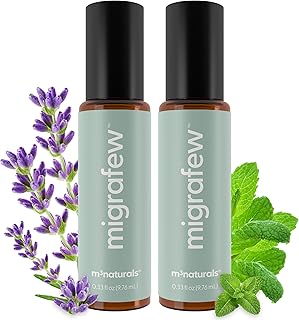 MigraFew Aromatherapy Migraine Roll On | Compact Headache Relief with Cooling Metal Roller for Head Tension and Pressure, Made with Peppermint, Spearmint and Lavender Essential Oils (Pack of 2) by M3
