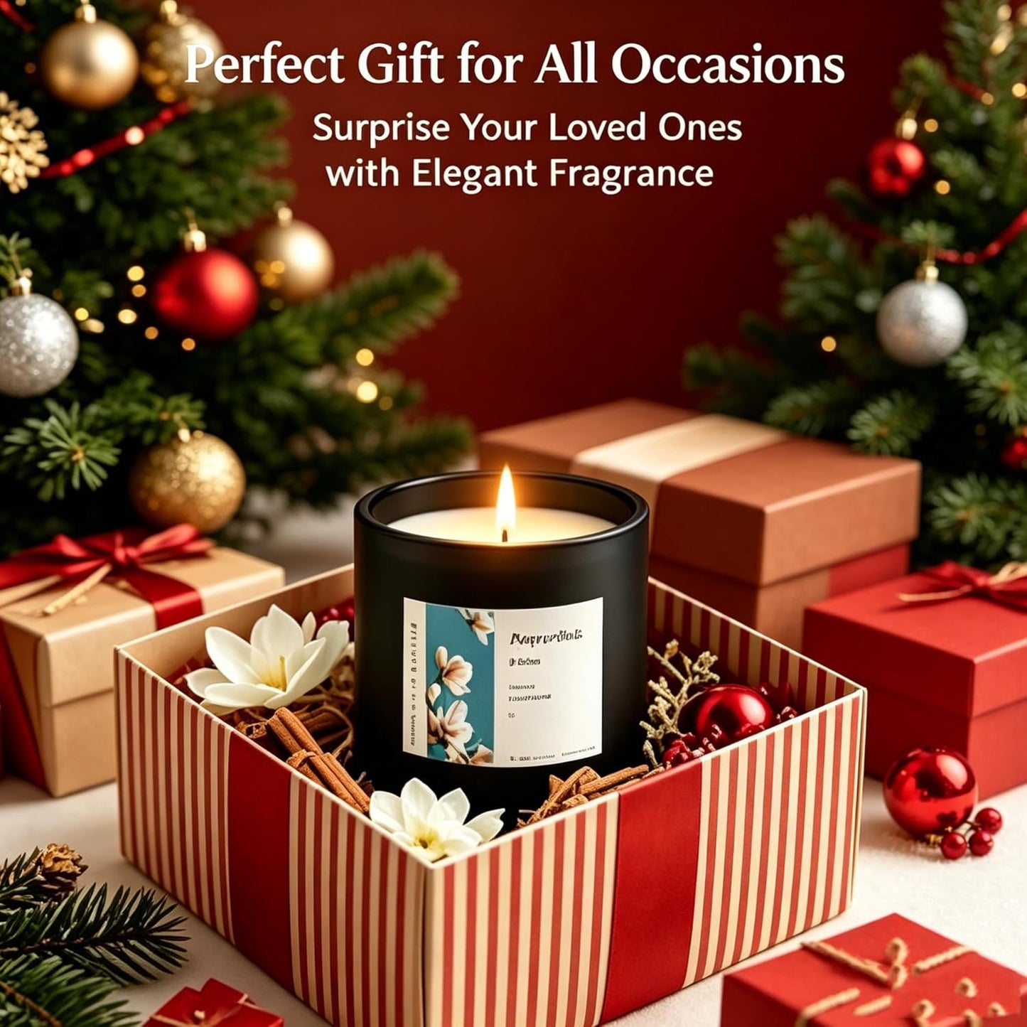 Scented Candle for Sleep & Relaxation, Magnolia Sandalwood Soy Candle, Long Lasting 50 Hour Burn, Floral Woody Home Aromatherapy Candle for Bedroom, Yoga, Bath Self Care & Gifts
