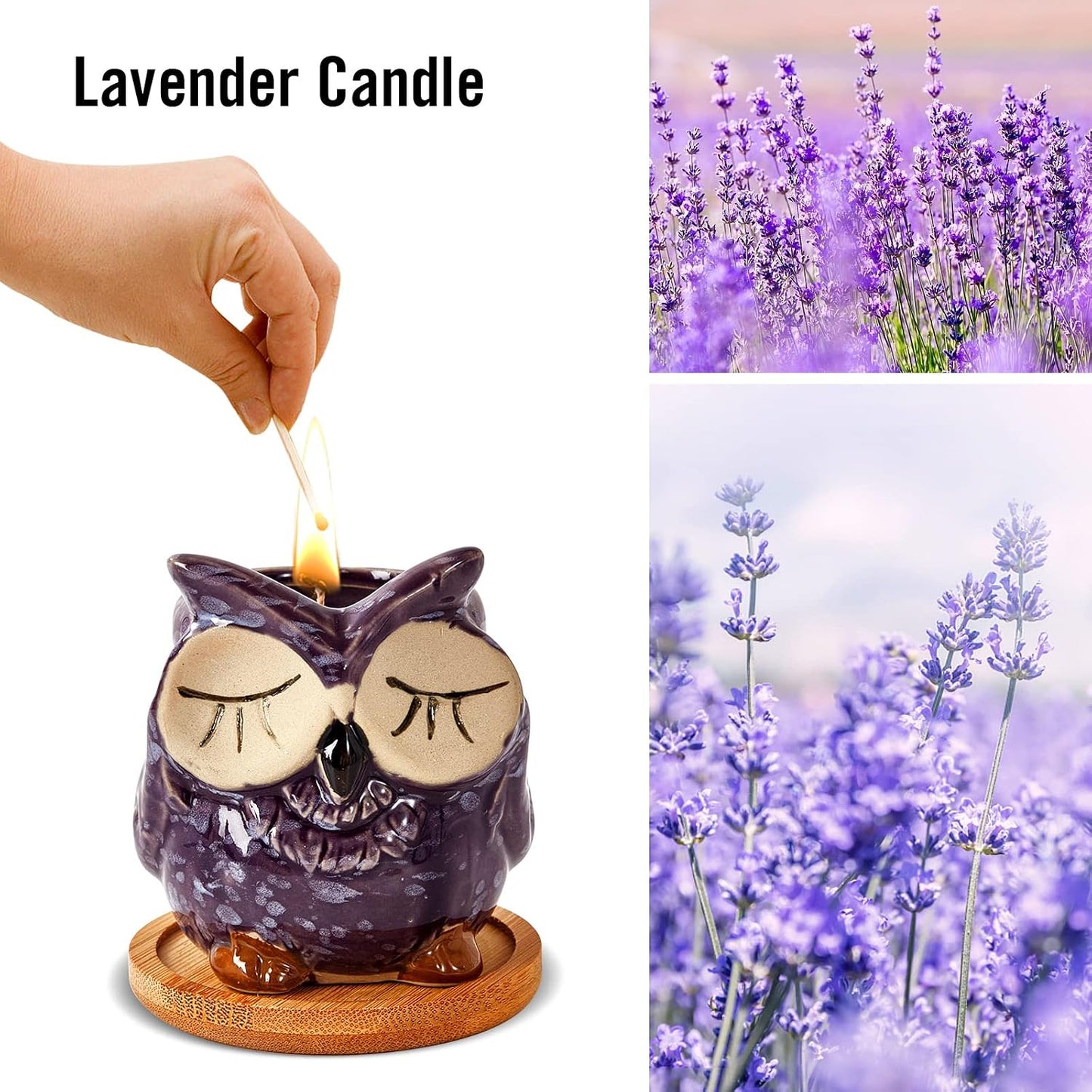 Kinforse Scented Candles Gifts for Ladies, Birthday Presents for Women,Owl Gifts for Women Lavender Candle, Best Friend Unique Happy Birthday Bath Candle Set Gift Ideas with Marbling Gift Box……