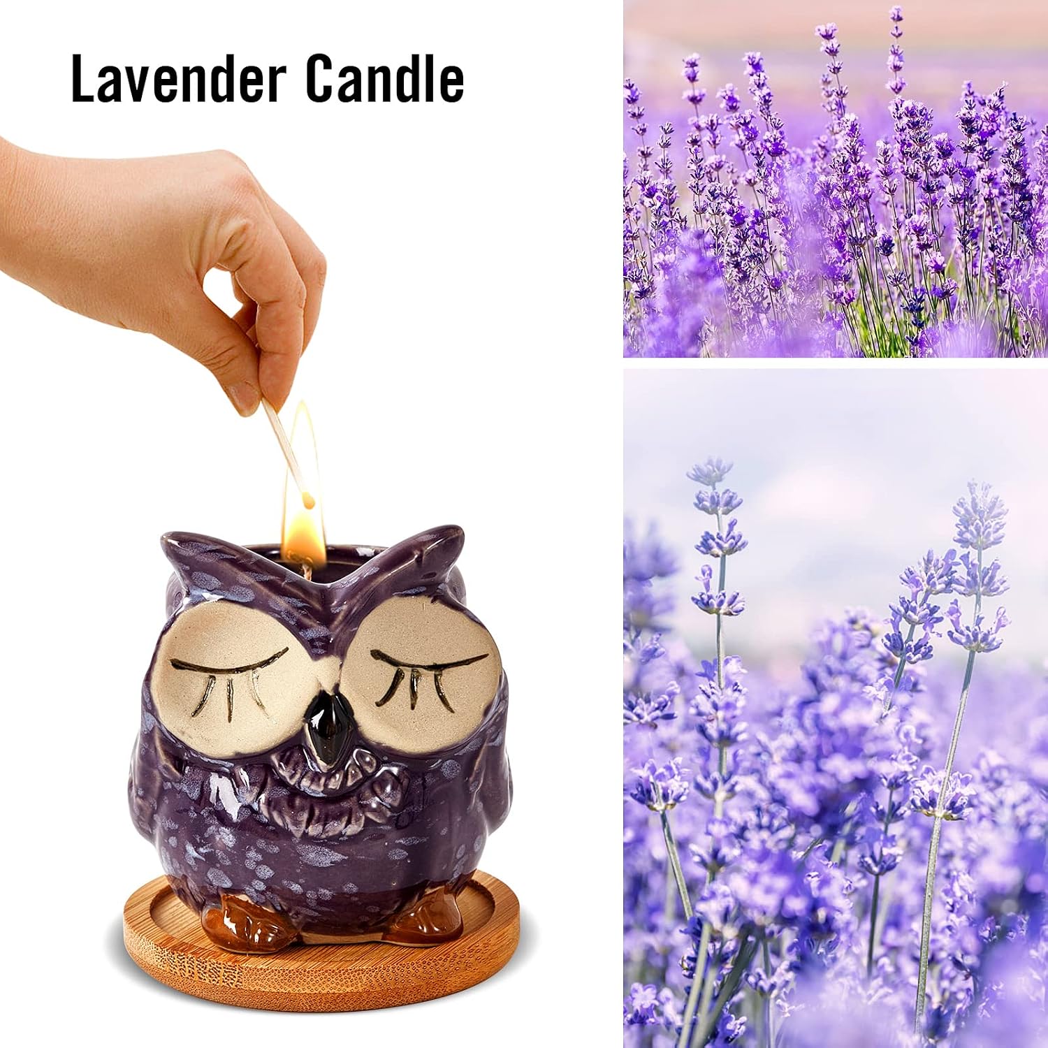 Kinforse Scented Candles Gifts for Ladies, Birthday Presents for Women,Owl Gifts for Women Lavender Candle, Best Friend Unique Happy Birthday Bath Candle Set Gift Ideas with Marbling Gift Box……