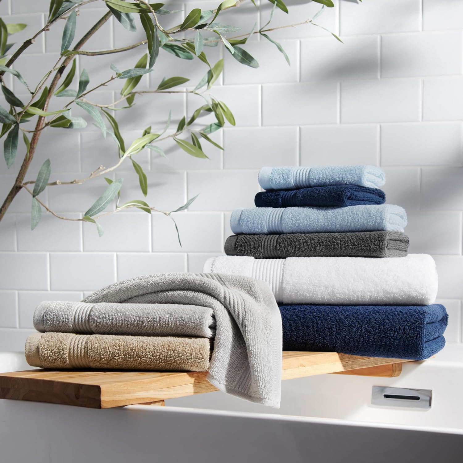 Arkwright Solid 6 Piece Bath Towel Set, 100% Cotton 600 GSM Soft Absorbent Bathroom Towels for Hotel, Spa or Vacation Rental, Latte Beige (2 Bath Towels, 2 Hand Towels, 2 Washcloths)