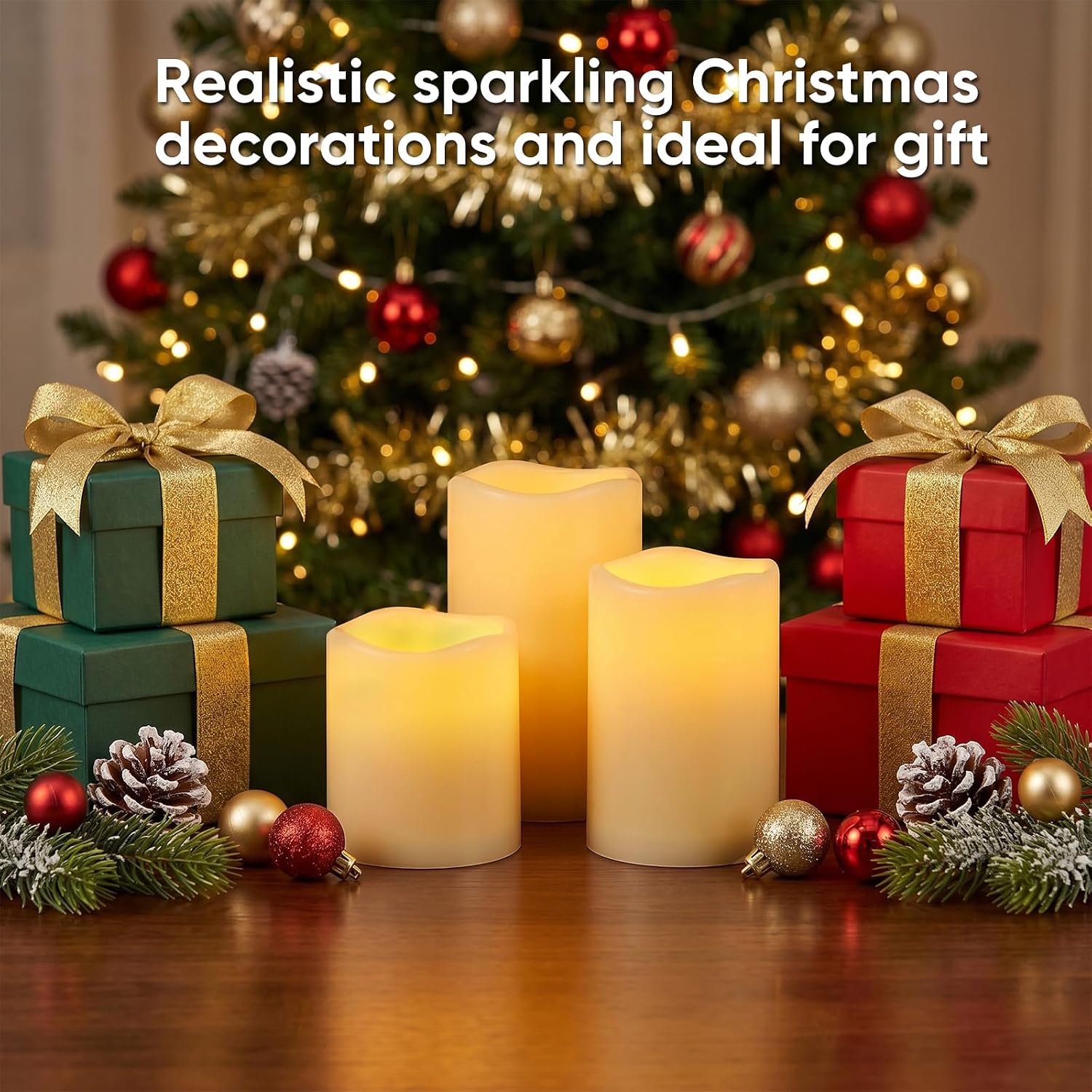 Amagic 3" x 6" Outdoor Waterproof Flameless Candles, Battery Operated Candles with Remote and Timer, Flickering Electric LED Pillar Candle for Outdoor Patio, Garden, Indoor Room Decor, Ivory, Set of 6