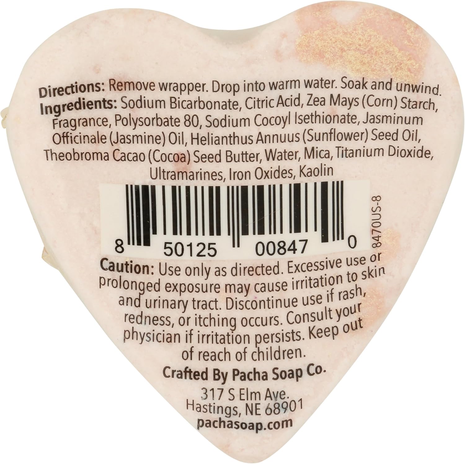 Pacha Soap Jasmine Gardenia Heart Froth Bomb, 5 Oz
