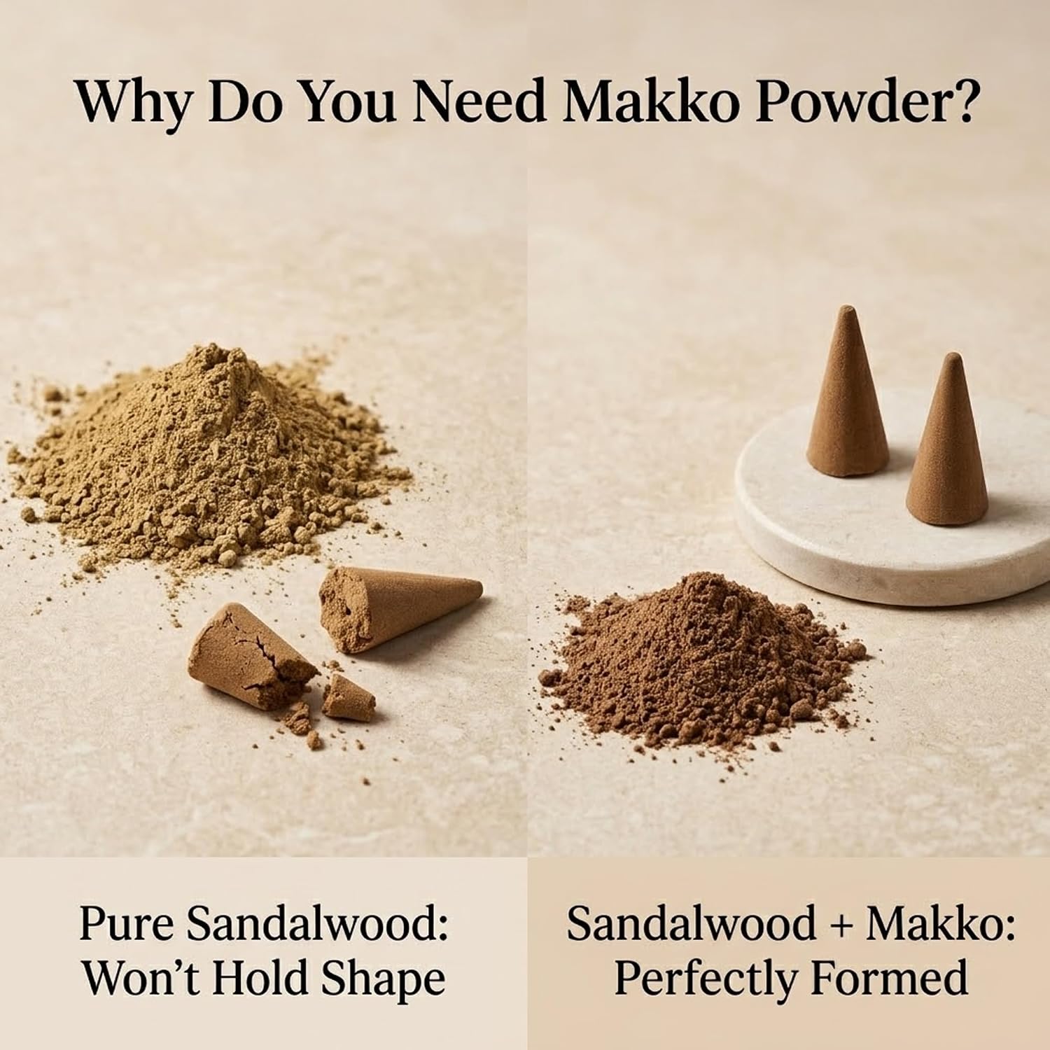 Australian Sandalwood Powder 100g - 3A Grade Natural Incense Powder for DIY Incense Sticks, Cone Making, Aromatherapy - Includes 3-Piece Cone Mold Set (Incense Burner, Mold, Spoon)