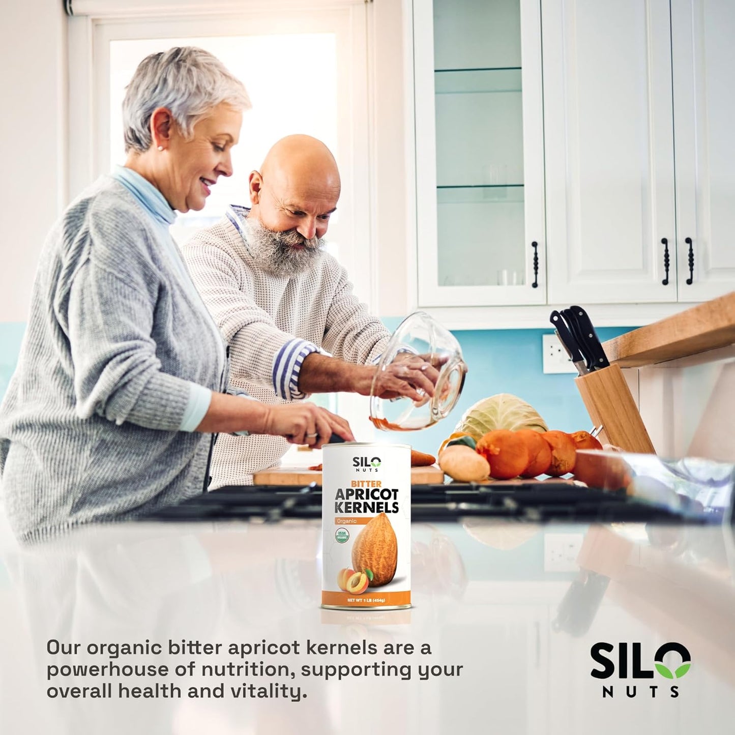 SILO Nuts Organic Bitter Apricot Kernels - 16 oz USDA Certified Organic Bitter Apricot Seeds - Natural & Non-GMO, Premium Quality Kernals, No Sulfur or Additives