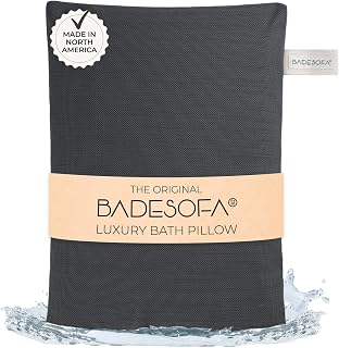 BADESOFA® Luxury Bathtub Seat Cushion – Bath Pillow for Tub, Quick-Dry & Washable, Non-Slip Weighted Tub Pillow, Home Spa Accessoire for Bathtub & Hot Tub in Charcoal