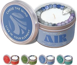 Zodiac Air Aquarius Gemini Libra Gifts for Women Crystal Candle, 45 Hour Burn, Zodiac Astrology Gifts Meditation Candle Healing with Crystals, Spiritual Manifestation Healing Stones Bracelet