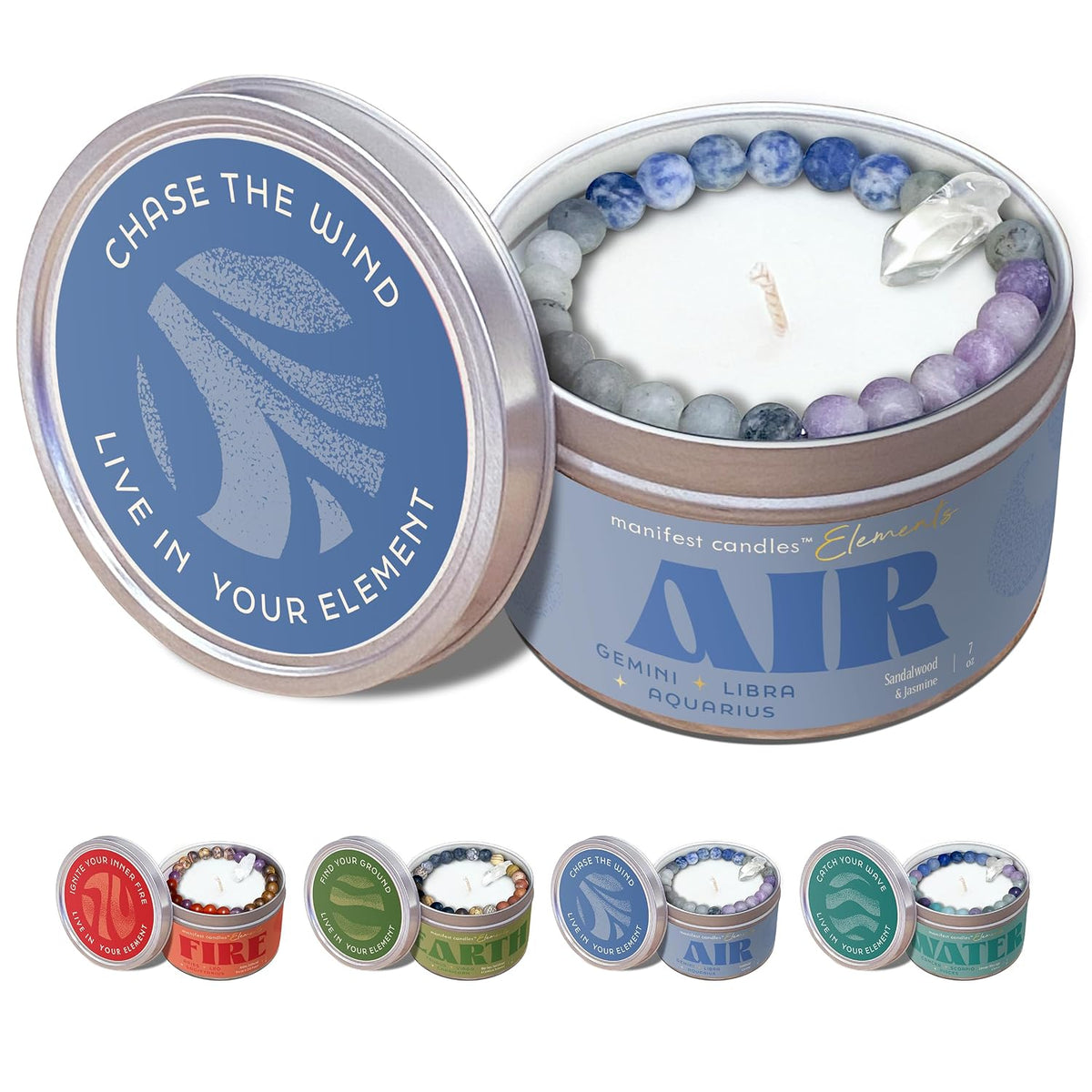Zodiac Air Aquarius Gemini Libra Gifts for Women Crystal Candle