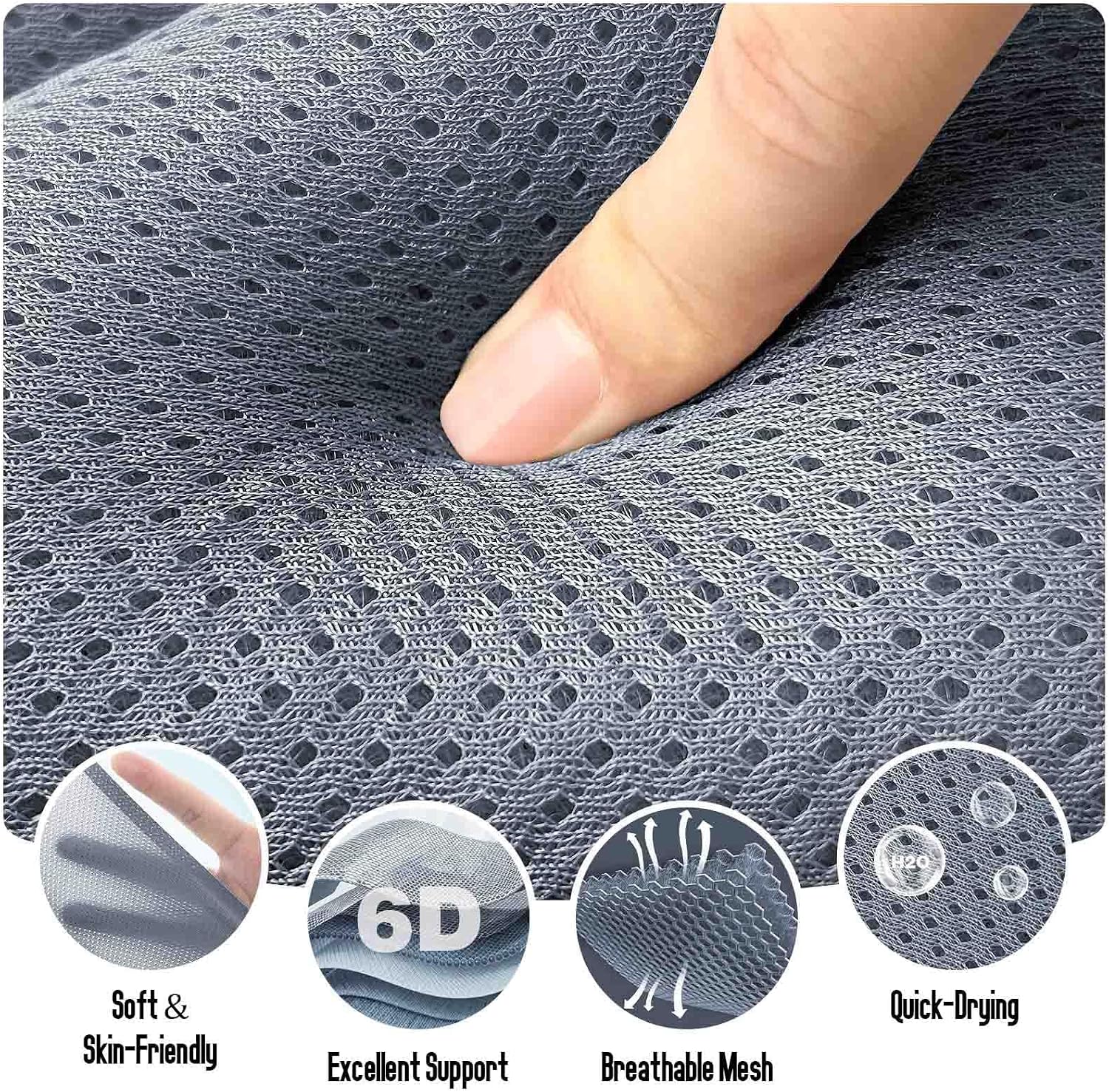 Luxury Full Body Bathtub Pillow 6D Air Mesh,Extra Long Bath Pillow for Tub Non Slip,Soft Relax Tub Pillow for Bath Head Neck Back Waist Support,Large Thick Spa Bathtub Cushion (Gray)