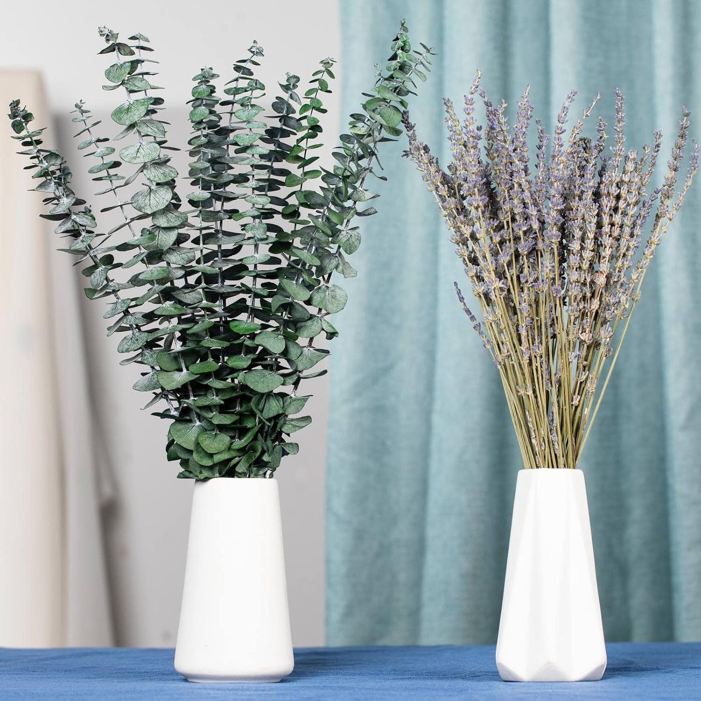 70 PCS Dried Eucalyptus Stems with Lavender Flowers Bundle for Shower, 17'' Natural Real Live Eucalyptus Leaves Branches Hanging Shower Plant for SPA Home Fragrance Bathroom Table Vase Decor