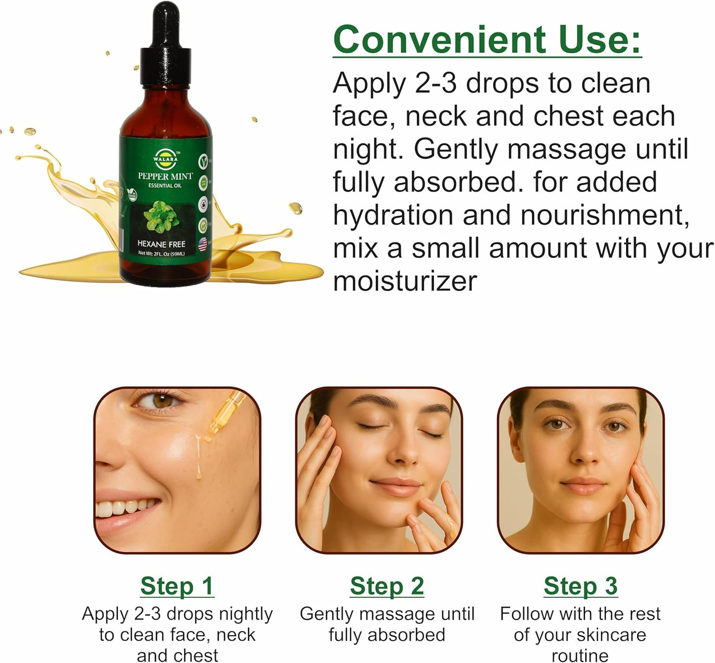 Peppermint Essential Oil - 2 oz | 100% Pure & Natural for Aromatherapy, Skin, Hair & Scalp Care
