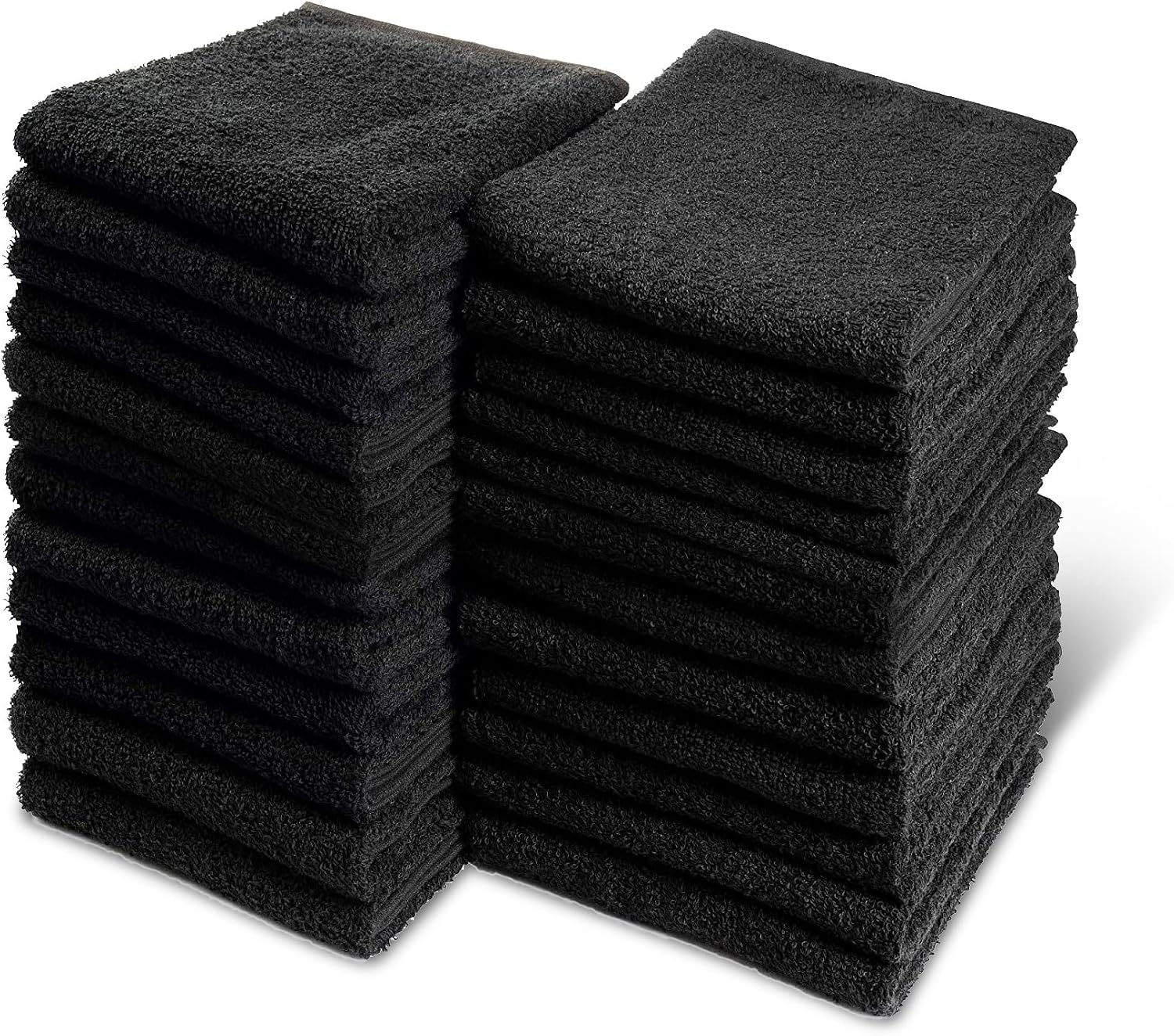 Black Bleach Proof Towels Set, 24 Pack 100% Cotton 16" X 27" Color Safe, Stain Resistant, Quick Drying Towels for Beauty, Hair and Nail Salon, Gym, Spa and Home Hair Care