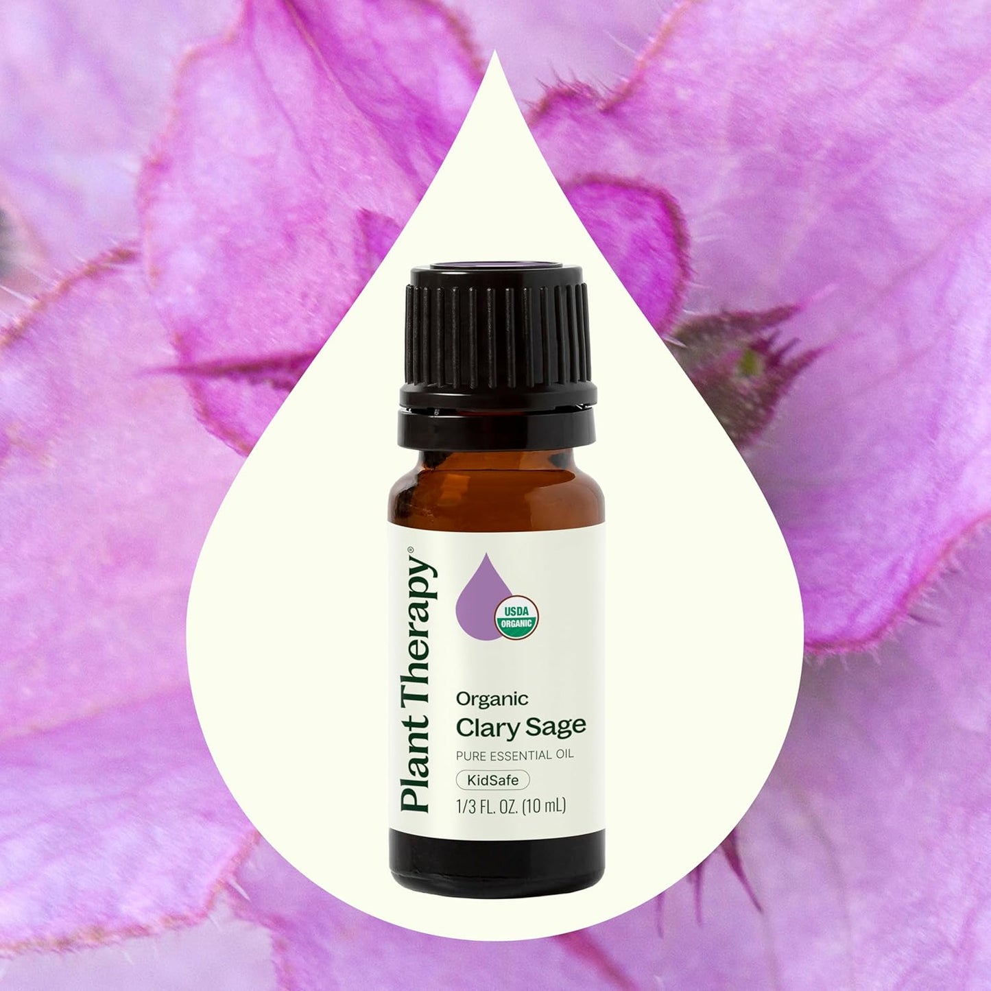 Plant Therapy Organic Clary Sage Essential Oil 10 mL (1/3 oz) 100% Pure, Undiluted, USDA Certified Organic, Natural Calming Aromatherapy for Sleep, Hair, Skin, and Women’s Health