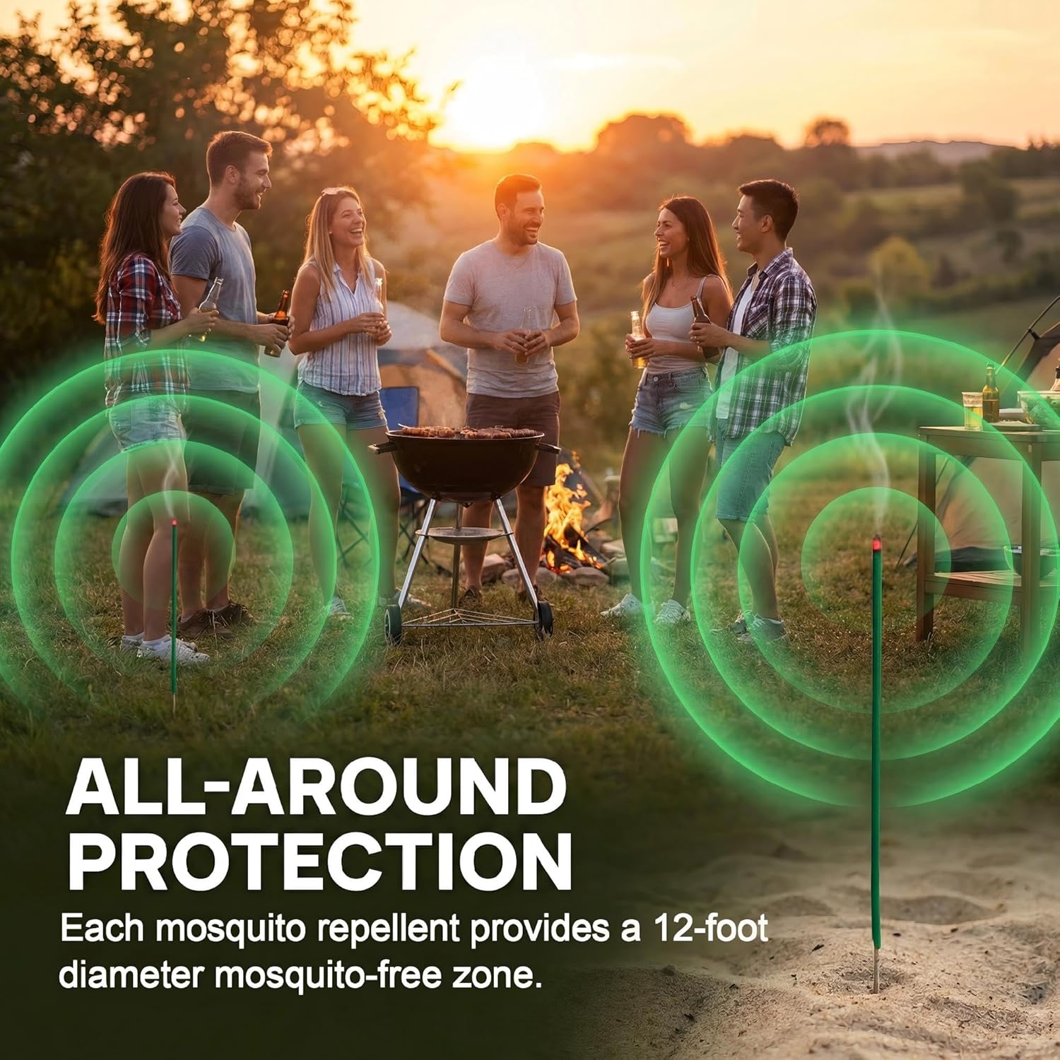 NomoBuzz Mosquito Repellent Incense Sticks 120 Count - DEET-Free Plant-Based with Citronella & Rosemary, 60 Mins Long-Lasting Protection for Patio, Backyard, Camping, Picnic