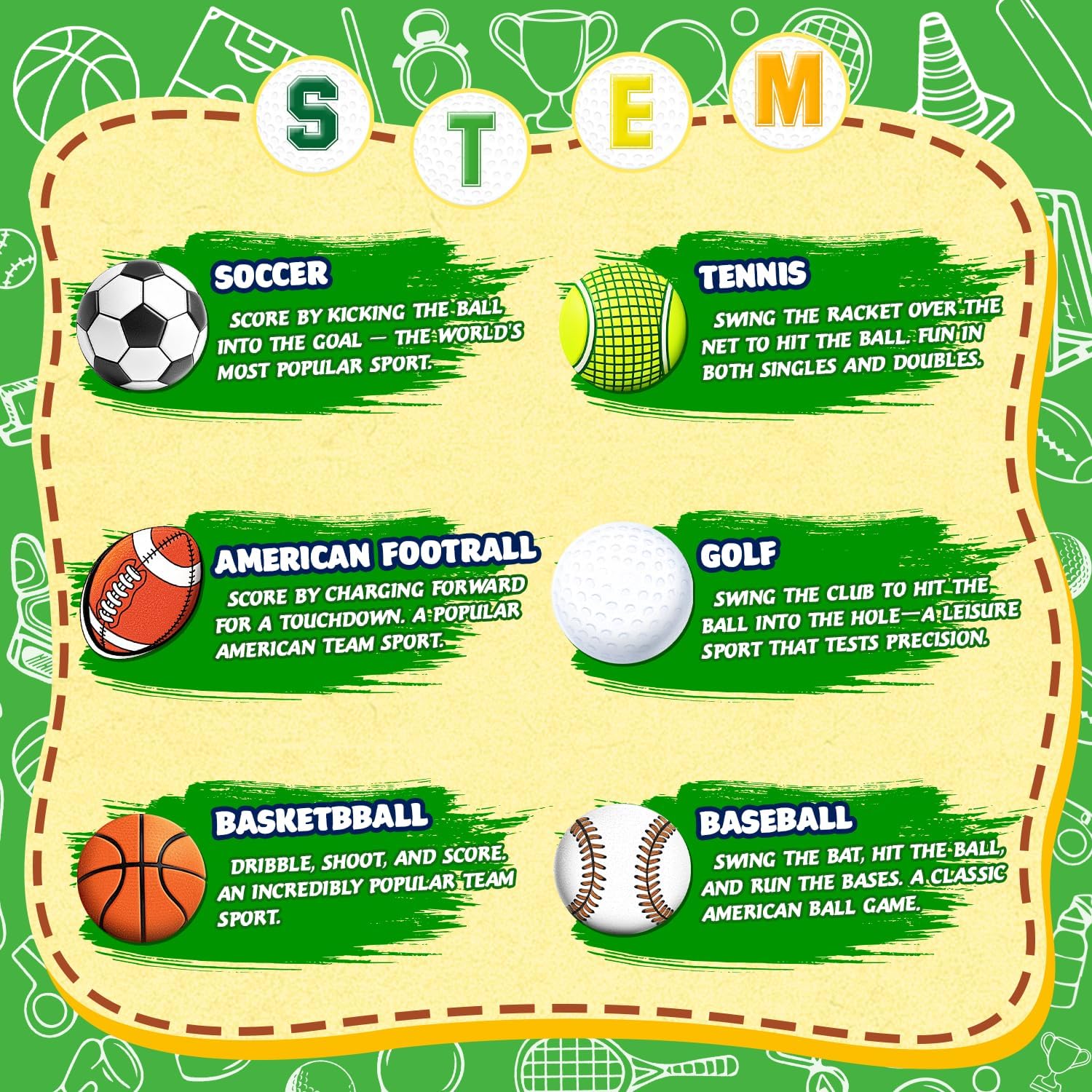 Bath Bombs for Kids, STEM 6-Pack Organic Handmade Bath Bomb Sports Themed, Basketball, Football, Rugby, Golf, Tennis Shapes, Mild Skin-Friendly SPA Toy, Nice Daily Reward and Holiday Gifts