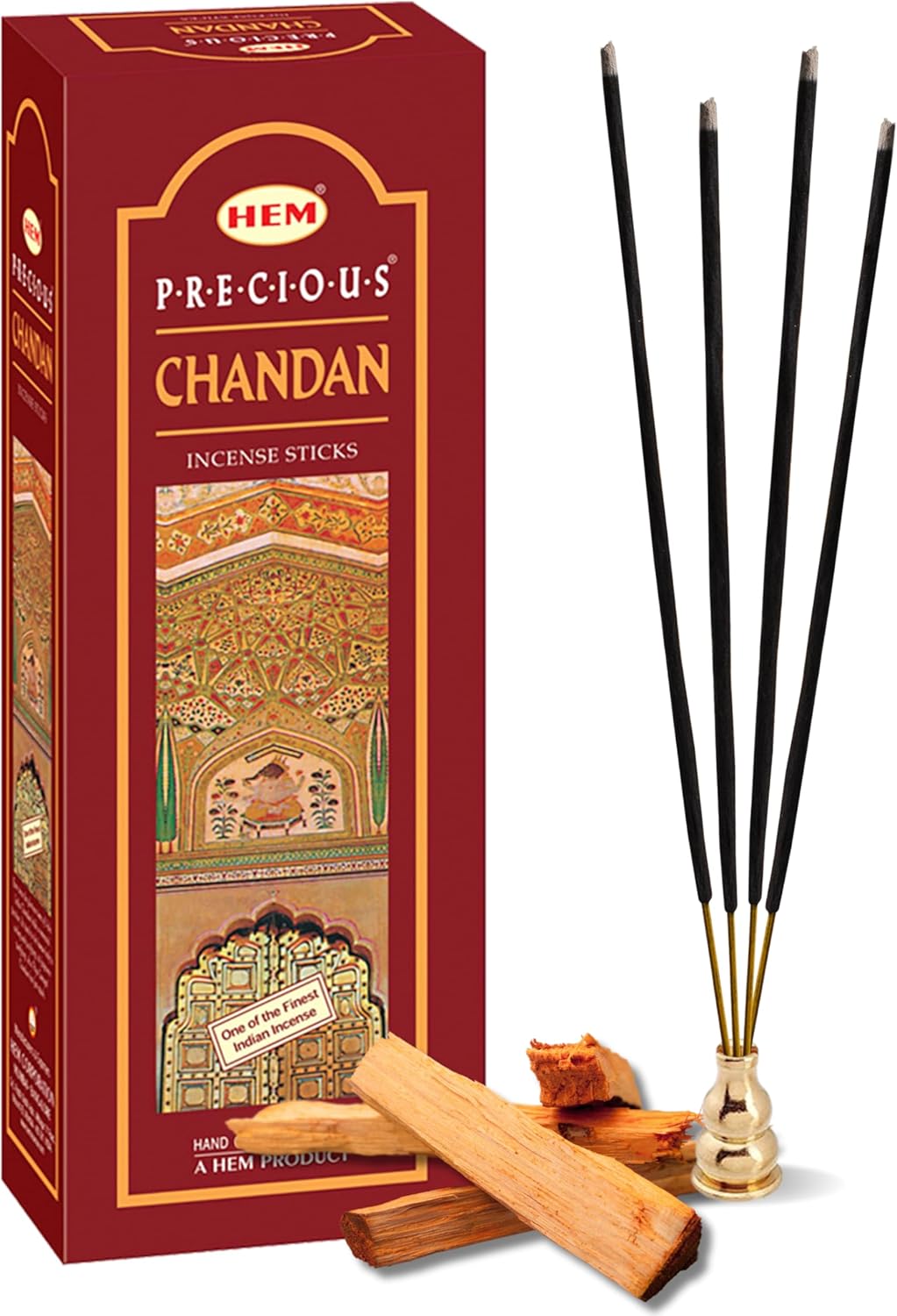 HEM Precious Chandan Incense Sticks | Pack of 6 Boxes (120 Sticks) | Classic Sandalwood Aroma for Meditation, Pooja & Relaxation | Handcrafted for Calm & Positivity (Precious Chandan)