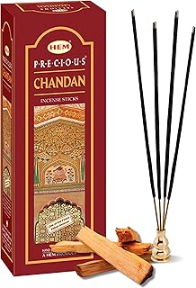 HEM Precious Chandan Incense Sticks | Pack of 6 Boxes (120 Sticks) | Classic Sandalwood Aroma for Meditation, Pooja & Relaxation | Handcrafted for Calm & Positivity (Precious Chandan)