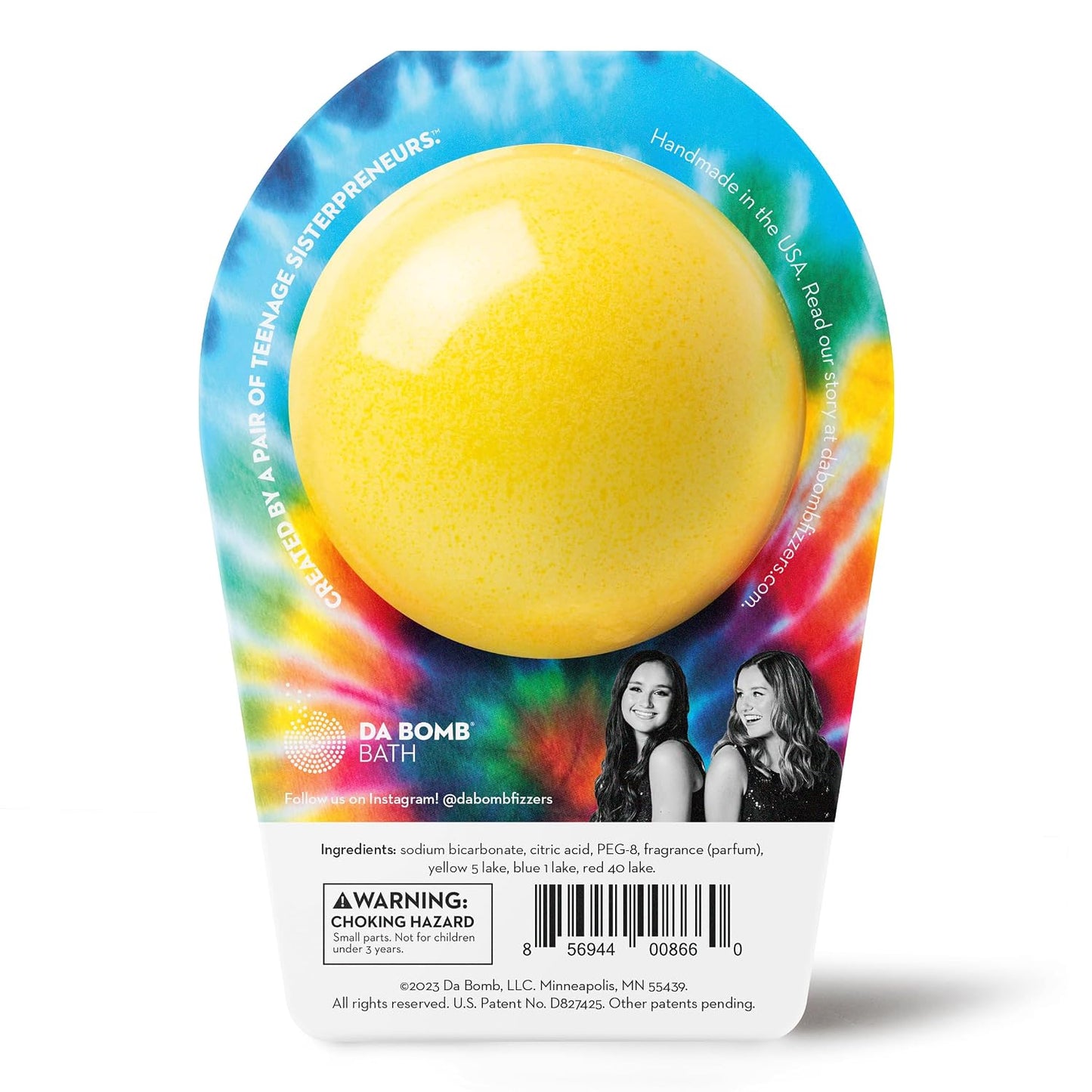 Da Bomb Bath Tie Dye Yellow Bath Bomb, 7oz, Passion Fruit