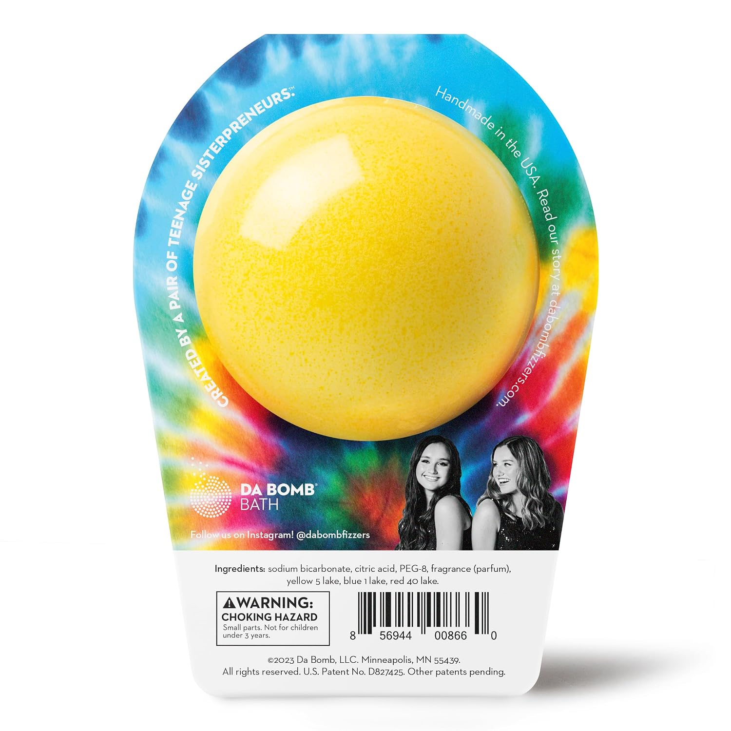 Da Bomb Bath Tie Dye Yellow Bath Bomb, 7oz, Passion Fruit
