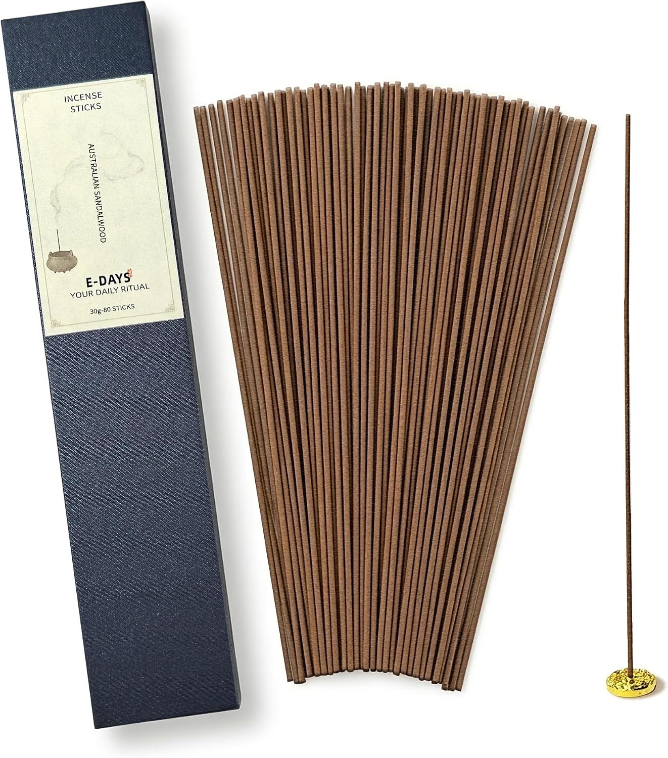 Australian Sandalwood Incense Sticks - Natural Sandalwood Incense Sticks for Meditation & Relaxation - 30g (Approx. 80 Sticks, 40 Min Burn Time) for Meditation, Yoga, Home Fragrance