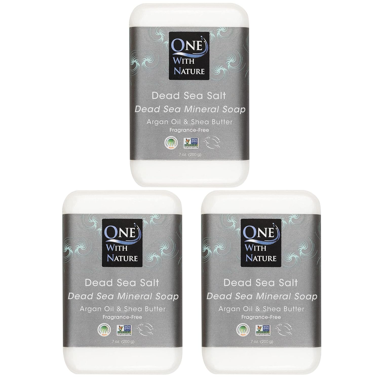 DEAD SEA Salt SOAP 3 PK - Shea Butter, Argan Oil, Magnesium, Sulfur, Minerals. All Skin Types, Problem Skin. Acne Treatment, Eczema, Psoriasis, Therapeutic, Natural, Fragrance Free, 7 oz Bars