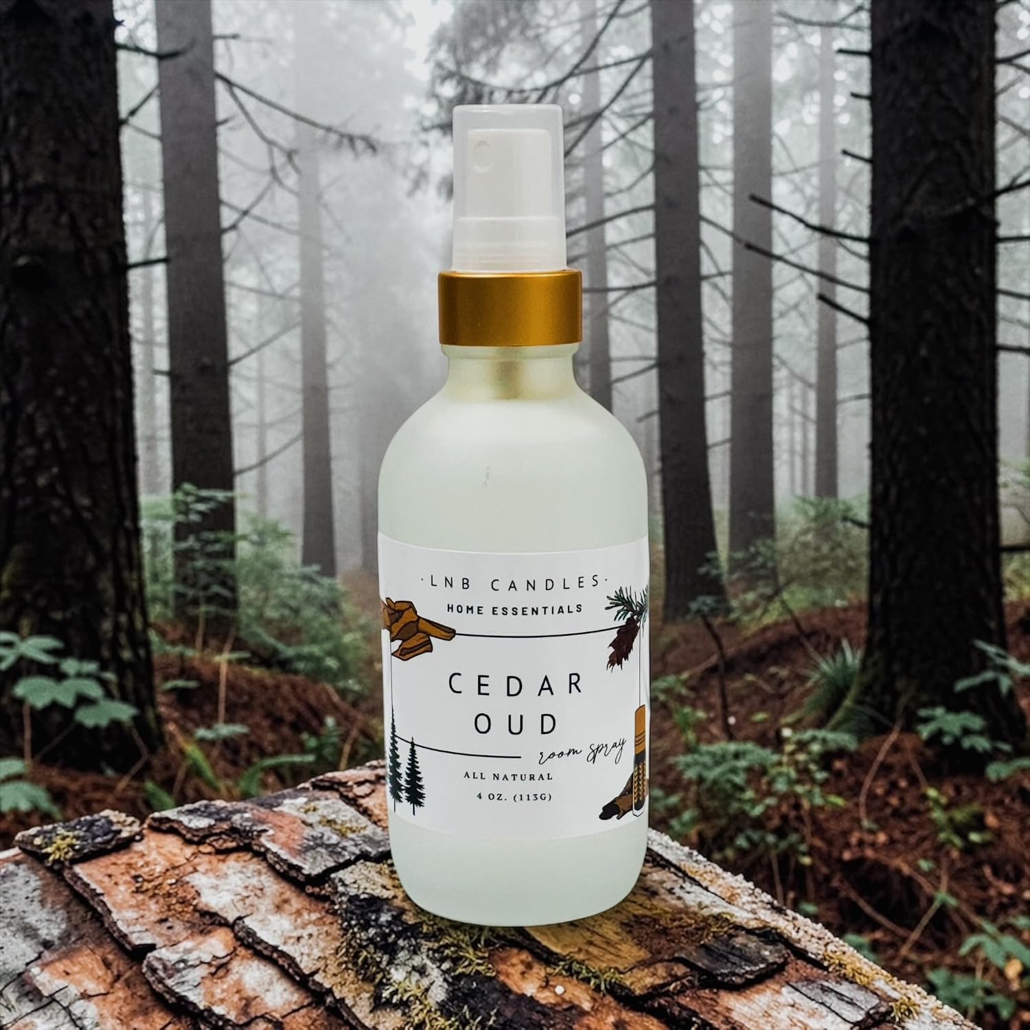Room Spray Cedar Oud – Luxury Woodsy Air Freshener & Linen Spray – Warm Cedarwood & Oud Scent – Strong Long Lasting Home Fragrance – Essential Oils – Made in USA