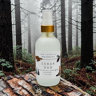 Room Spray Cedar Oud – Luxury Woodsy Air Freshener & Linen Spray – Warm Cedarwood & Oud Scent – Strong Long Lasting Home Fragrance – Essential Oils – Made in USA
