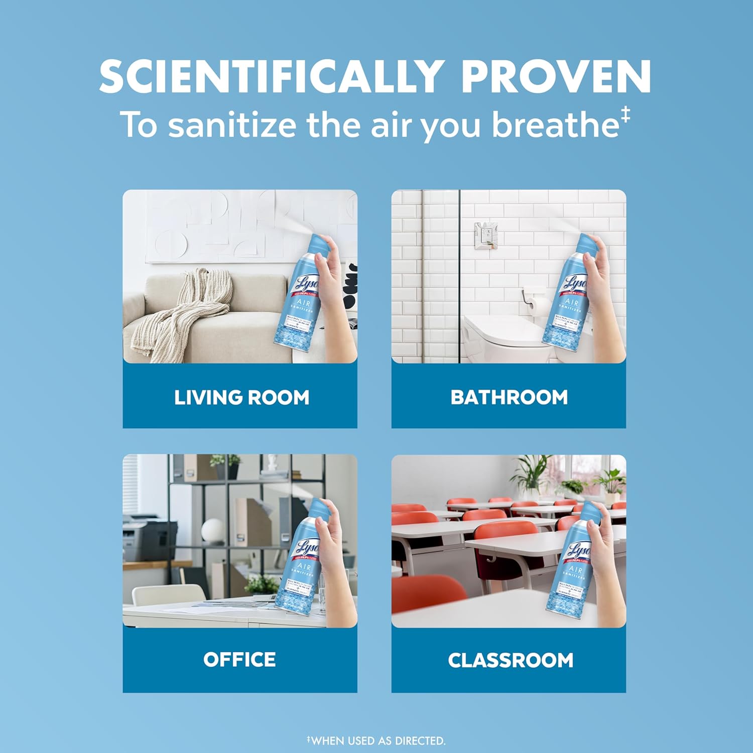 Lysol Air Sanitizer with Bacterial Odor Eliminator for Home & Office, Air Freshener Alternative, Simple Fresh + Cotton Blossom + Lavender Sky, 10 oz (Pack of 3)