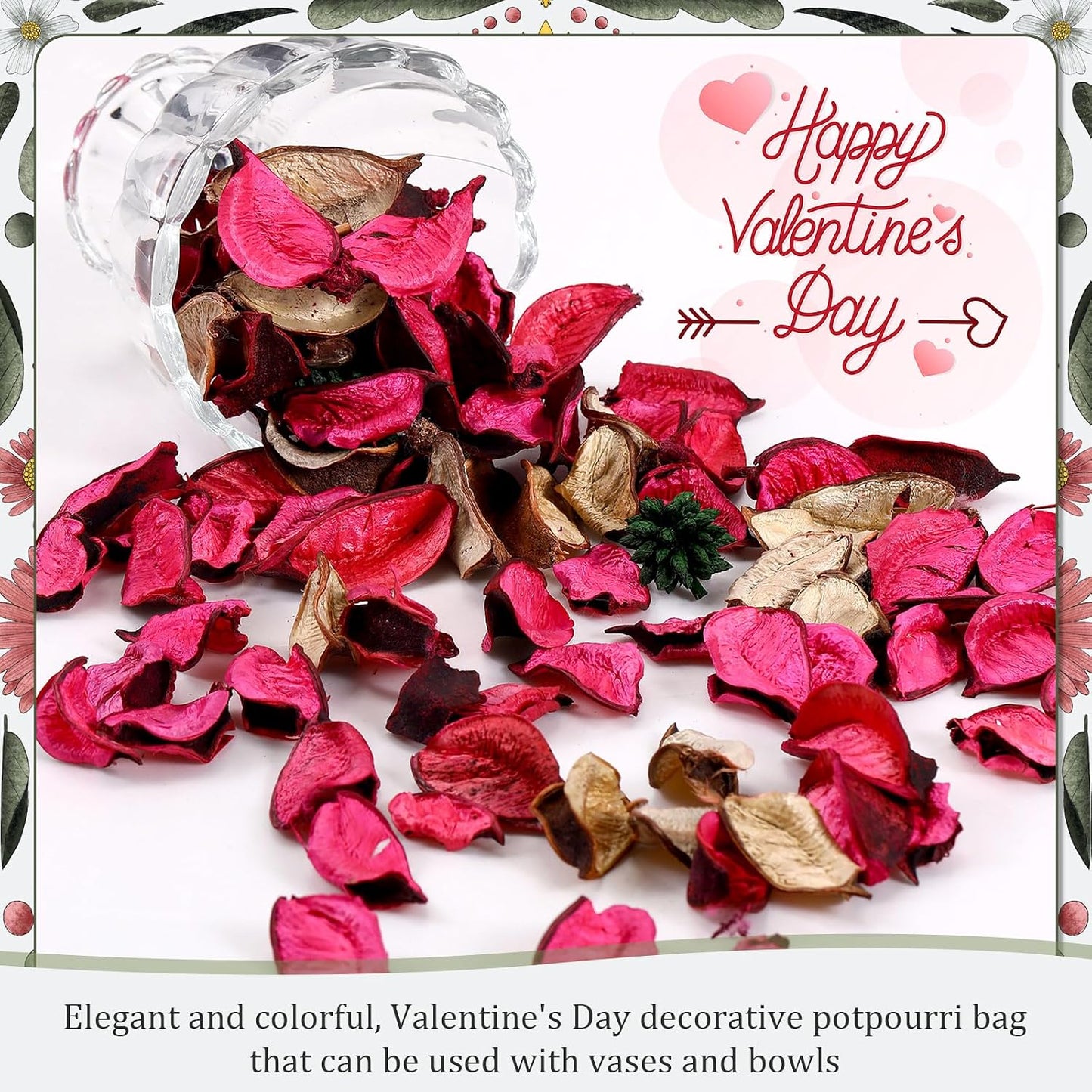 Nuanchu 6 Pcs Potpourri Bags Rose Red Potpourri Bowl Filler Rose Scented Dried Flowers Petals Cinnamon Scented Vase Fillers Home Perfume Sachet for Home Decor, Office, Bedroom, 12.7 oz Total