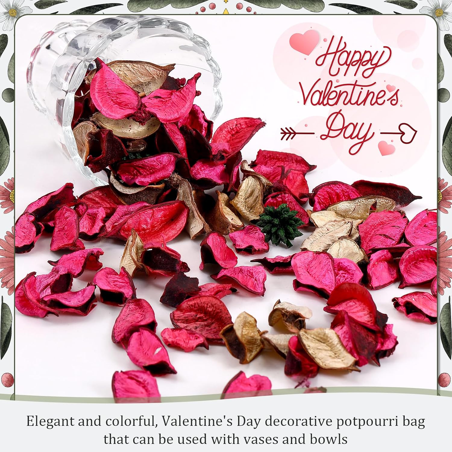 Nuanchu 6 Pcs Potpourri Bags Rose Red Potpourri Bowl Filler Rose Scented Dried Flowers Petals Cinnamon Scented Vase Fillers Home Perfume Sachet for Home Decor, Office, Bedroom, 12.7 oz Total