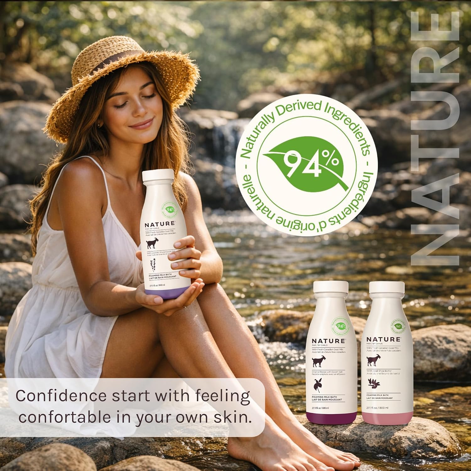 Nature by Canus Foaming Milk Bath, Fresh Canadian Goat Milk, Lavender Oil, Vitamins A B3, Potassium Zinc Selenium, 27.1 Fl Oz